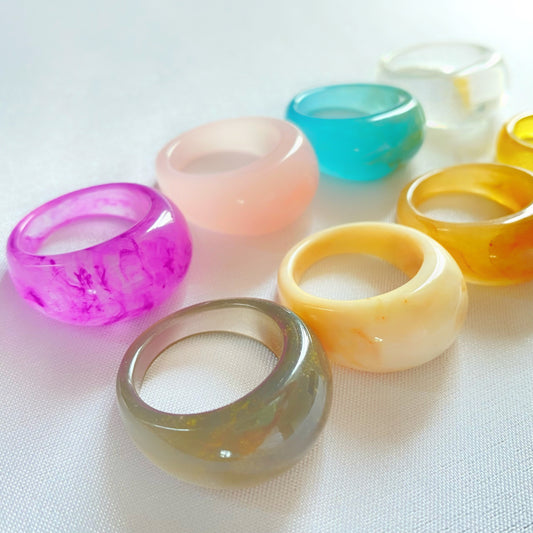 acrylic ring chunky trendy jewelry, bague en acrylique tendance